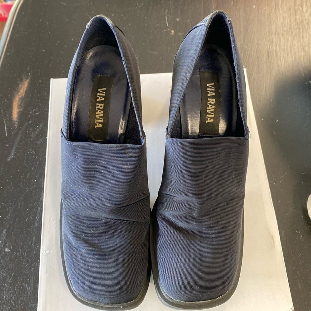 Via Ravia Navy Loafer style Bootie